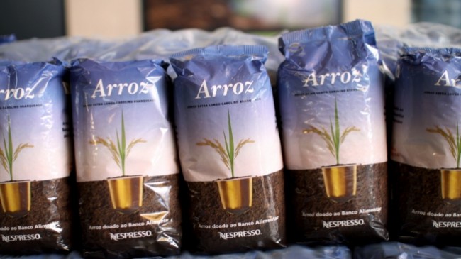 Reciclagem de cápsulas Nespresso dá origem a arroz solidário