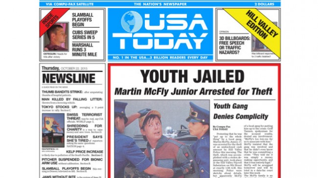 USA Today lança capa de “Regresso ao Futuro 2”