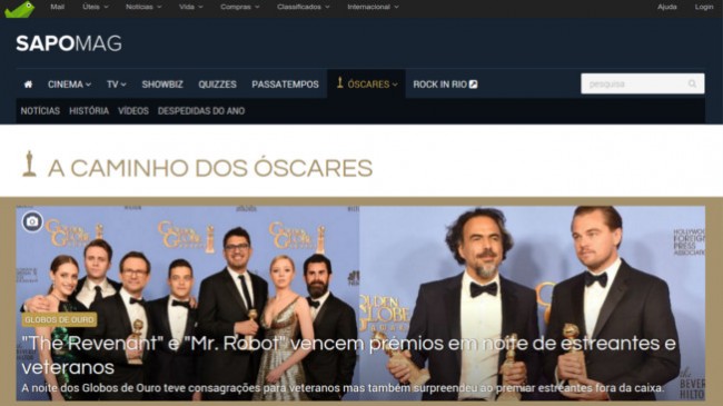 Sapo lança especial dedicado aos Óscares