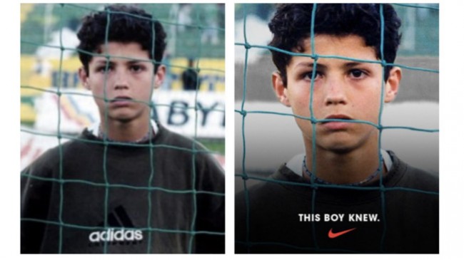 Ronaldo está na verdade a vestir adidas neste anúncio da Nike