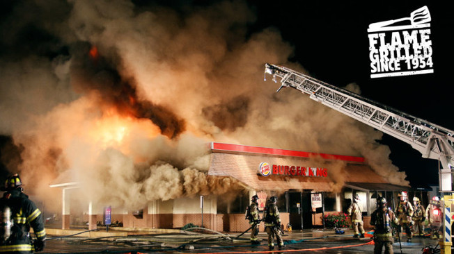 Restaurantes em chamas fazem a nova campanha da Burger King